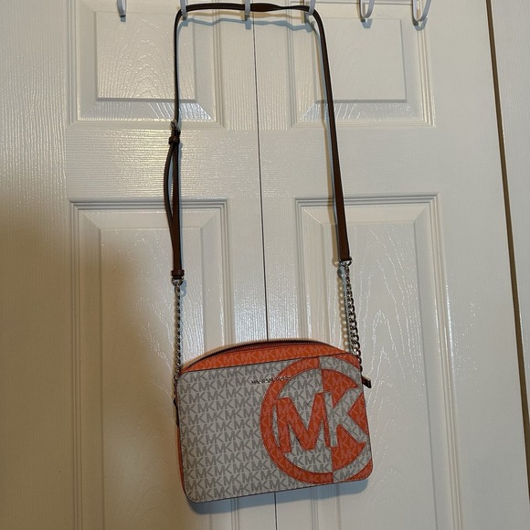 Michael Kors Women's Neutral/ Orange Crossbody Handbag - Picture 1 of 6